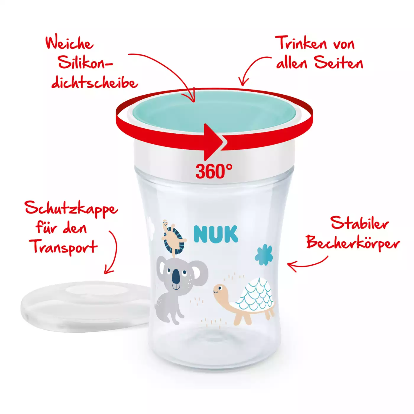 Nuk Magic Cup 10255543 Bicchiere Antigoccia 8+ Mesi, 230 ml, Rosa