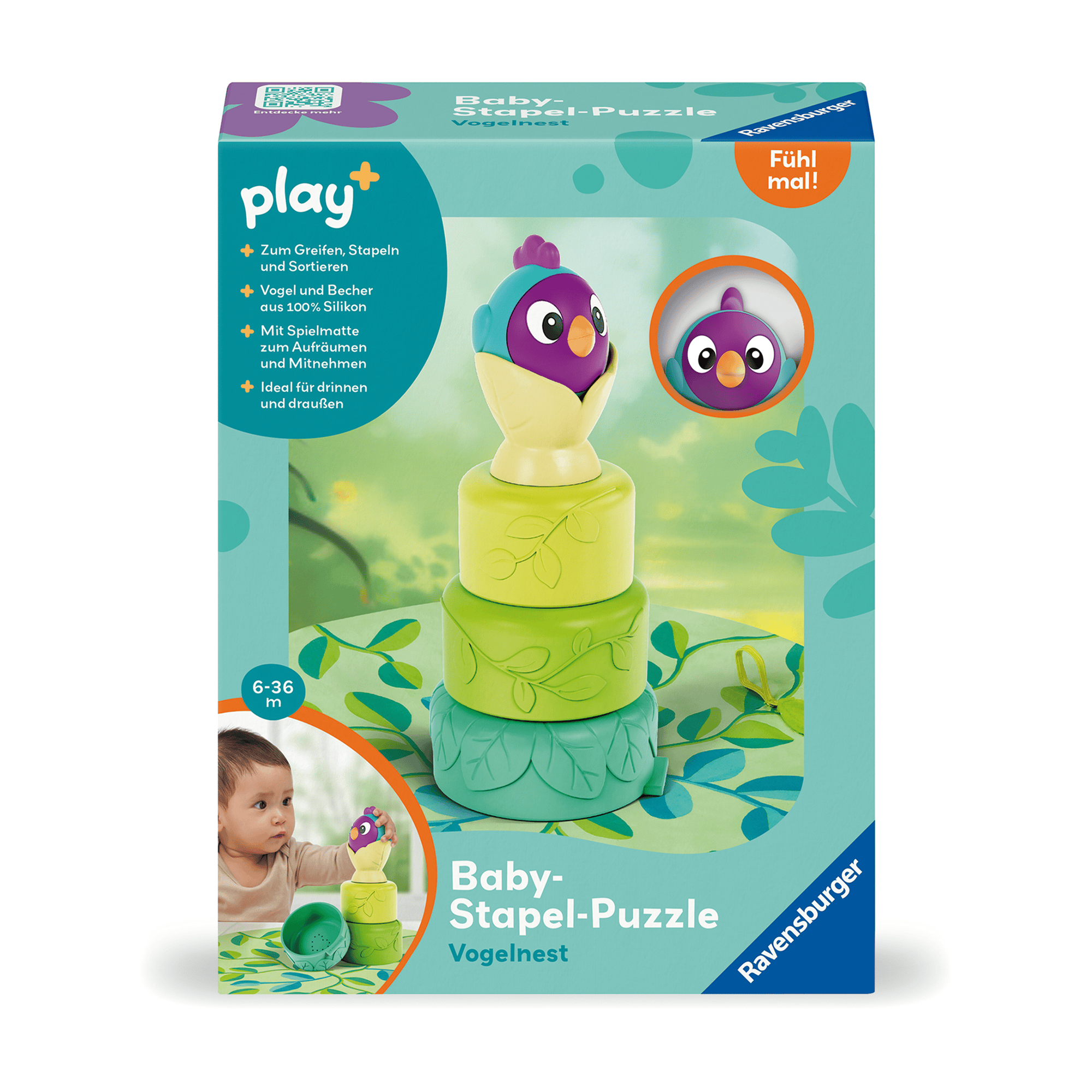 Play+ Baby-Stapel-Puzzle Vogelnest Ravensburger Grün 2000587405807 1