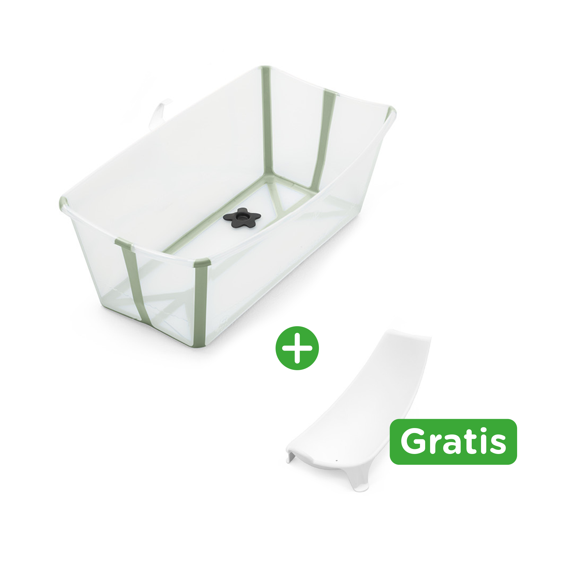 Flexi Bath XL Transparent Green mit hitzeempfindlichem Stöpsel STOKKE Grün 2000582515808 1