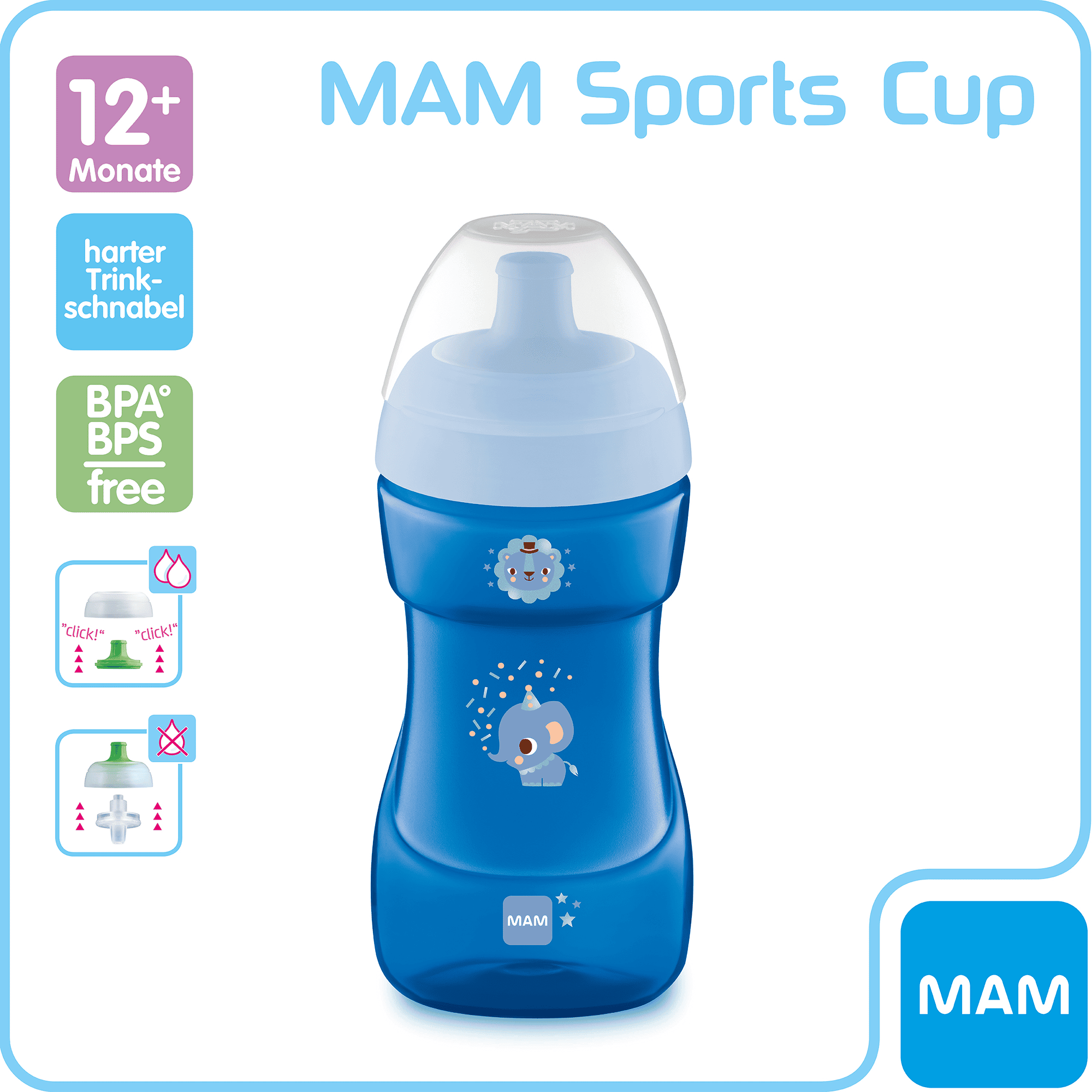 Sports Cup Elefant 330ml MAM Blau 2000583750406 2