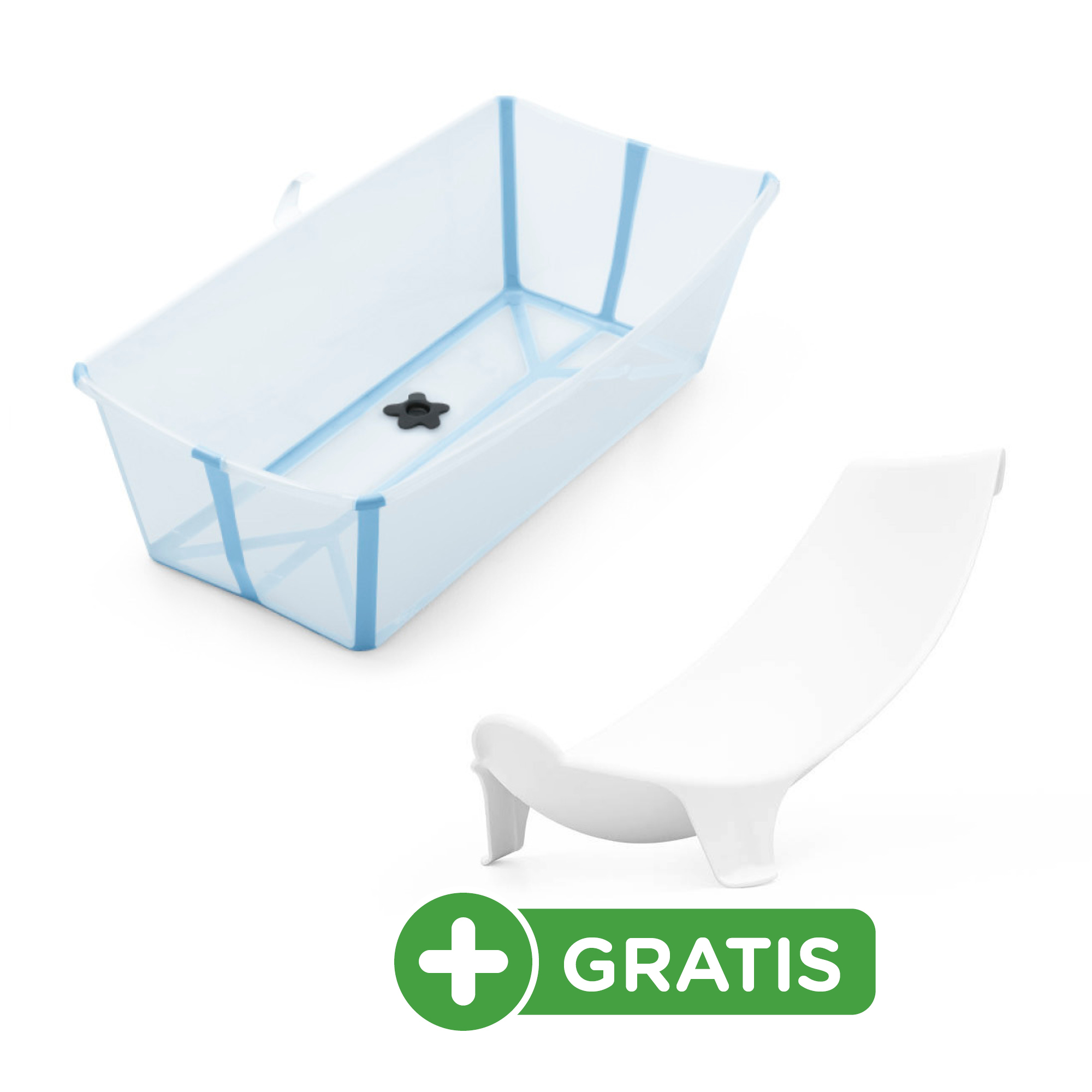 Flexi Bath® XL Transparent Ocean Blue mit hitzeempfindlichem Stöpsel STOKKE Blau 2000582515822 1