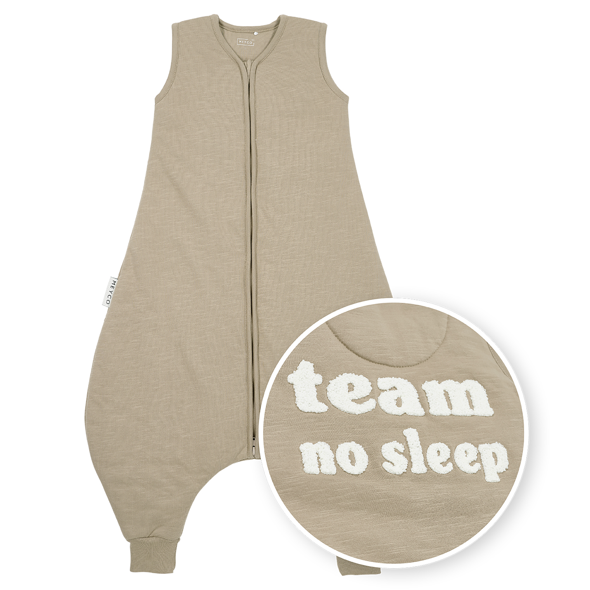 Schlafoverall Jumper Slub "Team No Sleep" 92 cm MEYCO Taupe 2000587297402 1